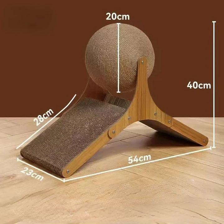 Cat Grabbing Board Wood Cats Climbing Frame Vertical Scratch Resistant Cat Toy Rotating Sisal Rope Cats Grabbing Ball Cat Tower