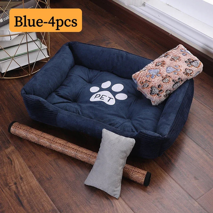 Bed for Dog Cat Pet Square Plush Kennel Medium Small Dog Sofa Bed Cushion Pet Calming Dog Bed House Pet Supplies Accessories