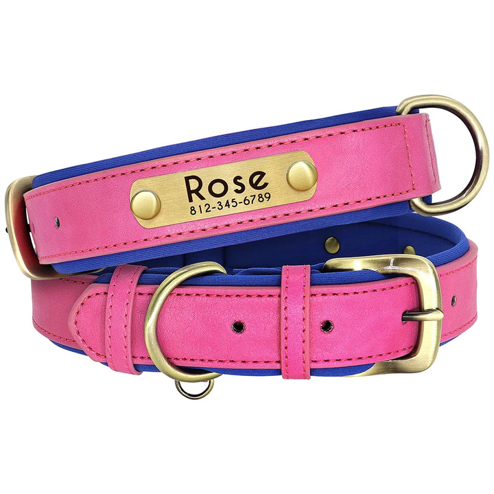 Personalized Leather Dog Leash Set with ID Tag