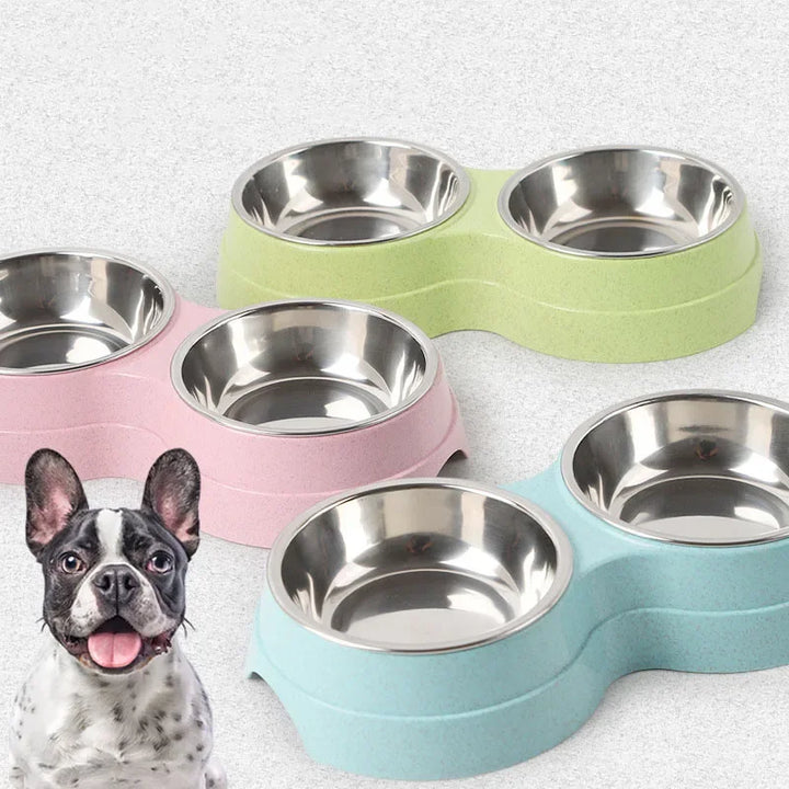 Double Pet Bowls – Stainless Steel Food and Water Feeder