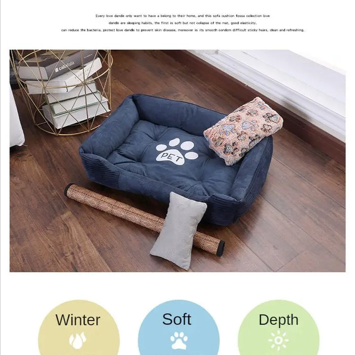 Bed for Dog Cat Pet Square Plush Kennel Medium Small Dog Sofa Bed Cushion Pet Calming Dog Bed House Pet Supplies Accessories