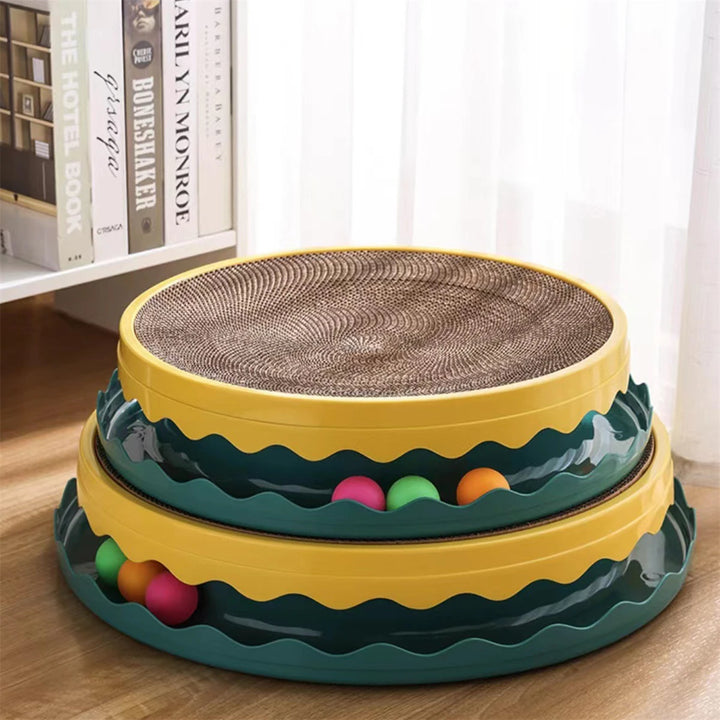 1Pc Rotatable Cat Scratching Board With Toy Ball Replaceable Corrugated Paper Plastic Indoor Kitten Puppy Durable Scratcher Toy