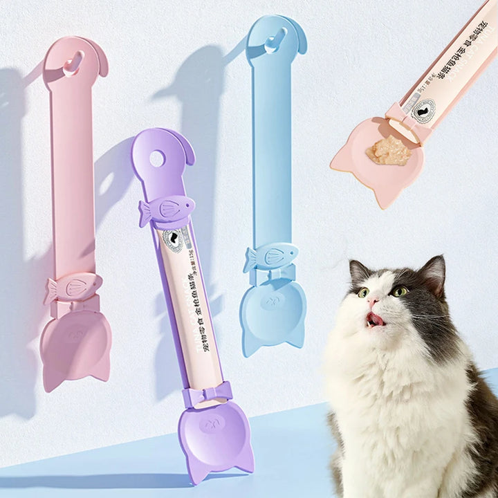 Cat Feeder Convenient Cat Treat Strip Squeeze Spoon Pet Liquid Snacks Food Squeezer without Residue Cat Feeding Supplies