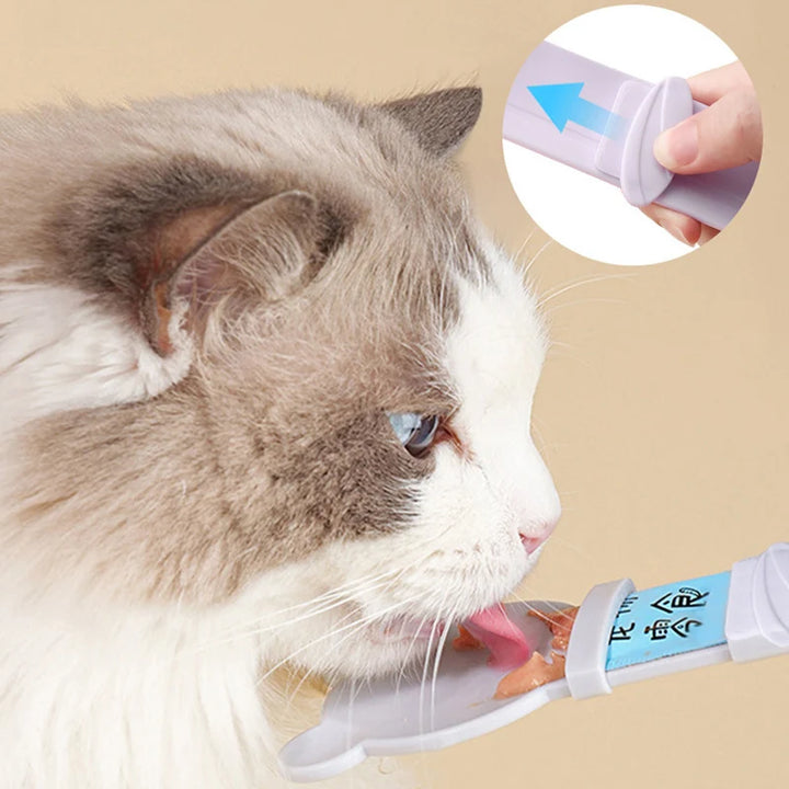 Cat Feeder Convenient Cat Treat Strip Squeeze Spoon Pet Liquid Snacks Food Squeezer without Residue Cat Feeding Supplies