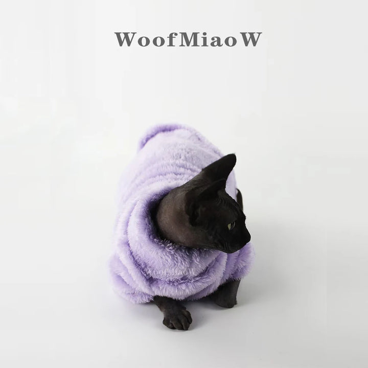 Pet Cat Sweater Home Fur Autumn and Winter Warm Solid Color Soft Arctic Velvet Skincare Suitable for Devonshire Cats, Hairless C