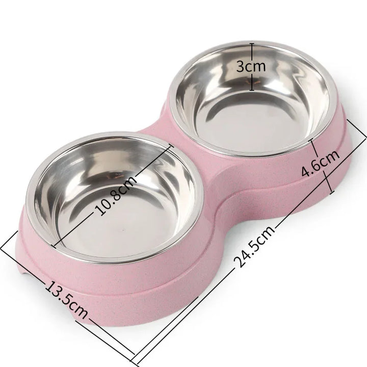 Double Pet Bowls – Stainless Steel Food and Water Feeder