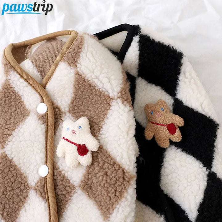 Dog Clothes Plaid Fleece Pet Jacket for Dogs