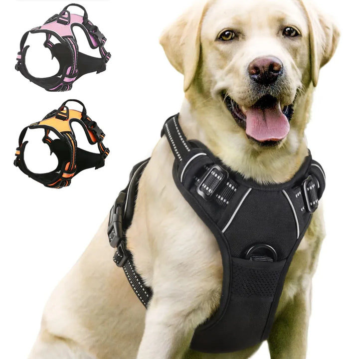 Dog Harness No-Pull Service Vest with Reflective Adjustable Soft Padded Comfortable for Outdoor Easy Walking No Choke for Pets