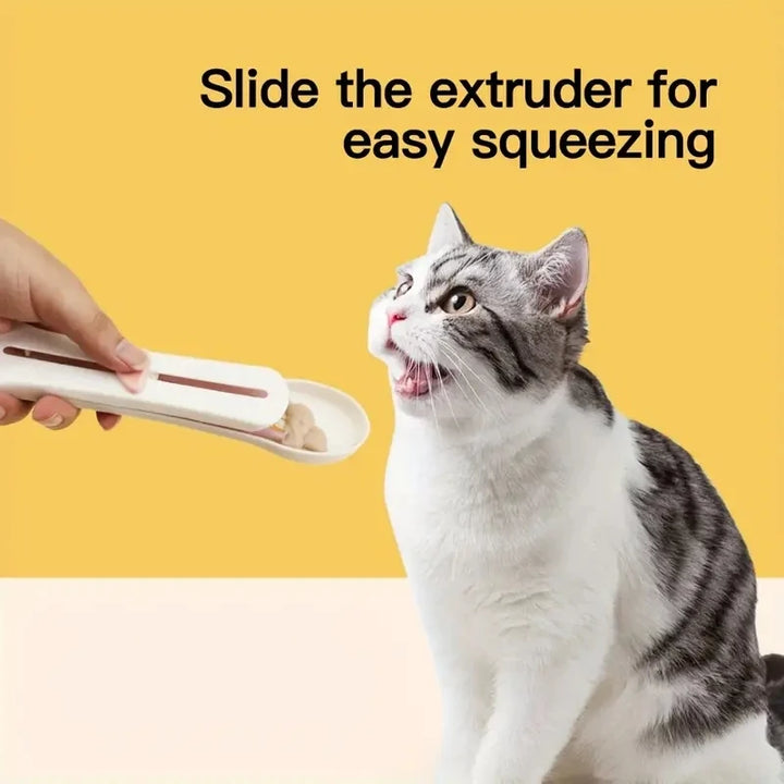 Cat Treat Dispenser Spoon, Pet Snack Feeding Spoon, Plastic Cat Treat Squeeze Spoon, Creamy Snack Extruder, Pet Feeding Tool for