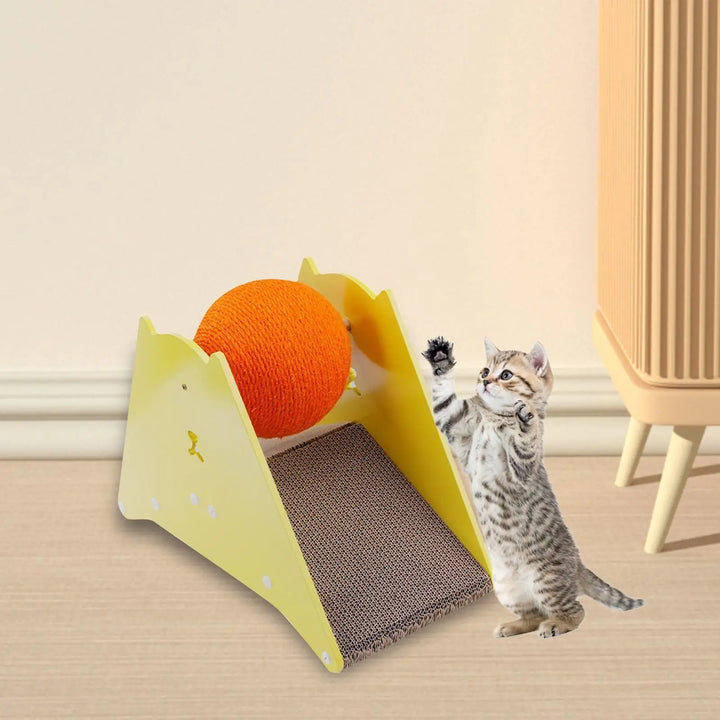 Sisal Cat Scratching Board with Ball, Protecting Furniture, Rotatable Sisal Rope Ball, Grind Claw Cat Scratcher