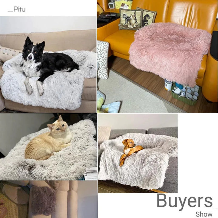 Removable Plush Pet Large Dog Bed Sofa House Mat Kennel Winter Warm Cat Pad Washable Calming Cushion Blanket Cover Nest Car New