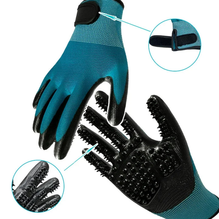 A pair of grooming gloves – massage brush