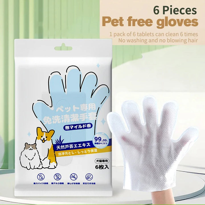 No-Wash Pet Grooming Gloves and Dry Wipes