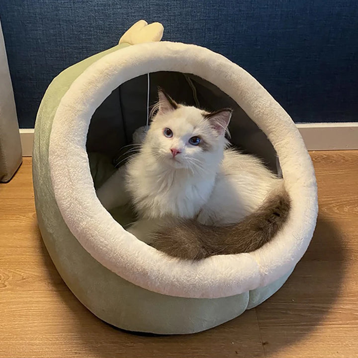 Cozy Cartoon Cat Bed - Foldable and Washable