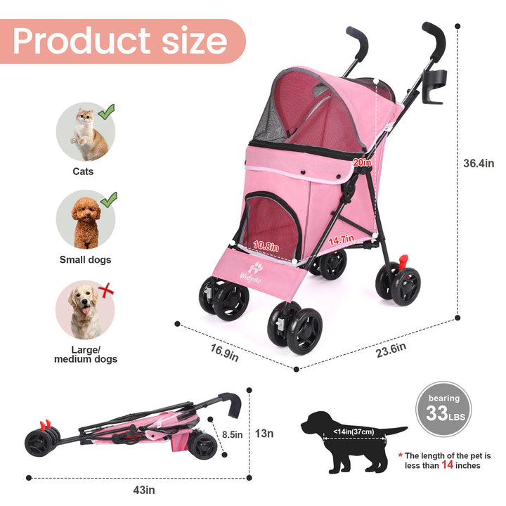 🚗🐾 Foldable Pet Stroller – Comfort and Safety!