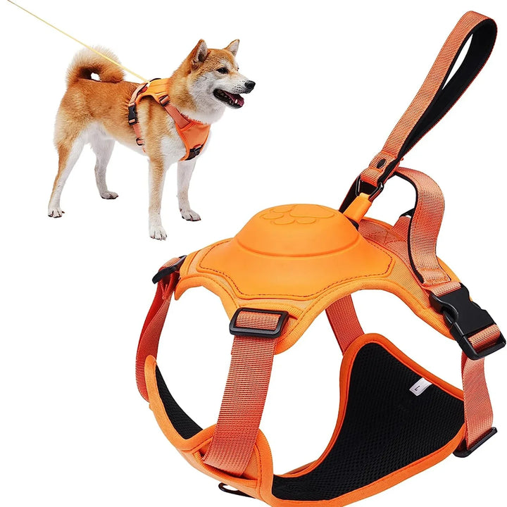 ATUBAN 2-in-1 Dog Harness,No Pull Pet Harness with Self-shrinking Leash,Auto Lock Function to Stop Dog Suddenly Running,Training