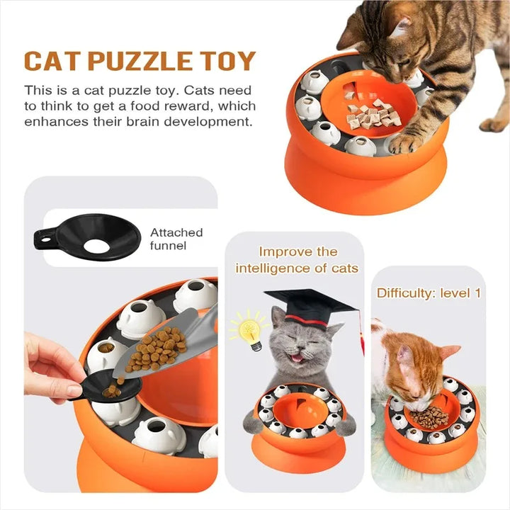 Slow Feeder Bowl for Cat Puzzle Toys - Tilted Design