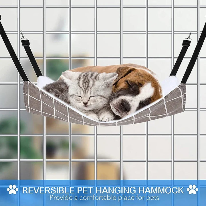 Hanging cat hammock with adjustable straps