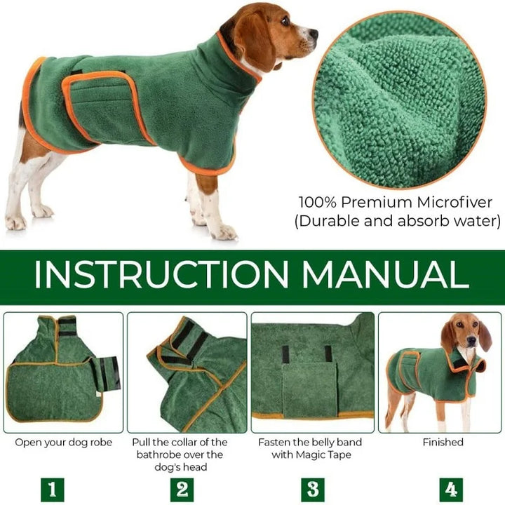 Dog Bath Towel – Adjustable Microfiber Drying Coat