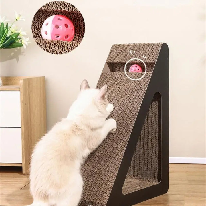 2025 New Cardboard Cats Scratching Board Toy With Rotating Teaser Ball Toy For Indoor Boredom Cats Engagement Furniture