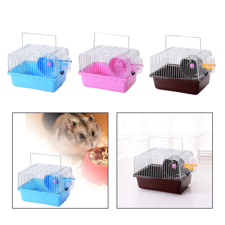 Hamster Cage Small Water Bottle Feeding Box Portable Carrier Carry Case for Pet Supplies