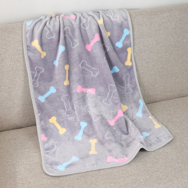 Soft Paw Print Fleece Blanket for Pets - Cozy and Warm