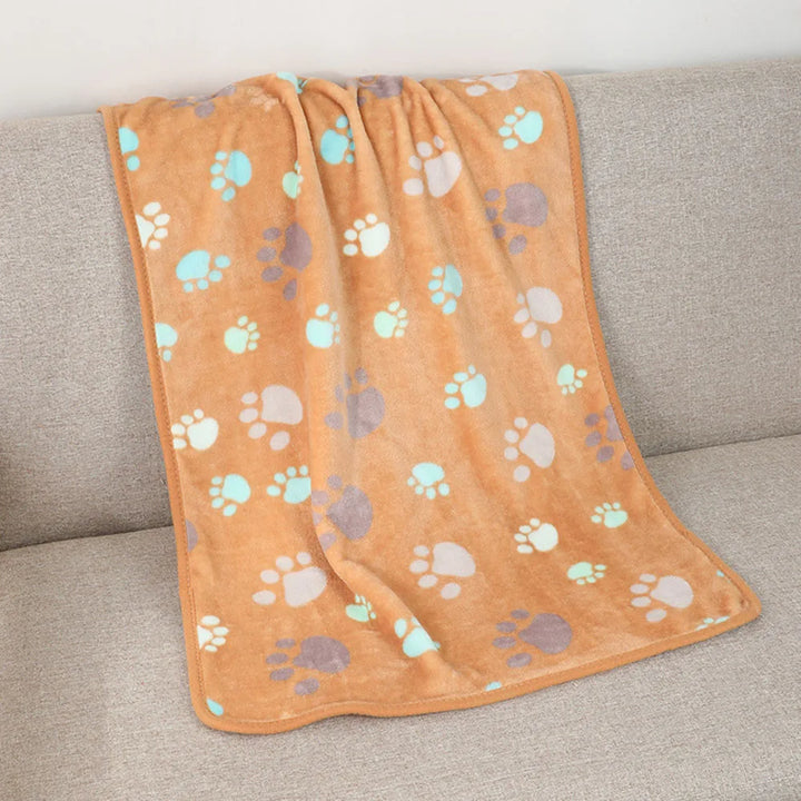 Soft Paw Print Fleece Blanket for Pets - Cozy and Warm