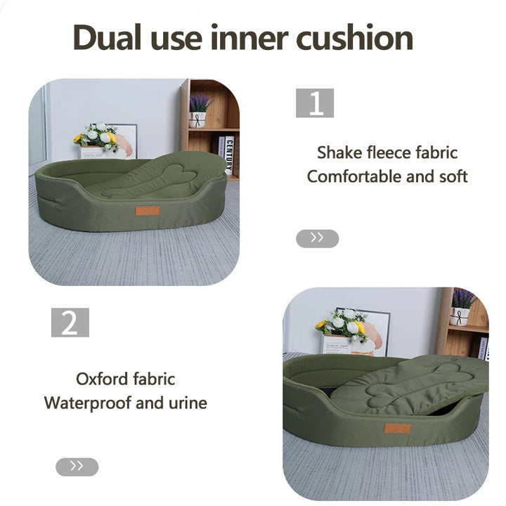 Polar Fleece Dog Bed Waterproof 600D Oxford Cloth and Winter Warm Polar Fleece Double Sided Available Suitable for All Seasons