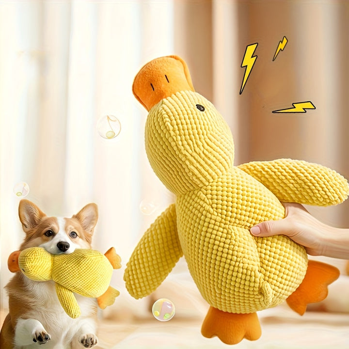 [Gentle Care] Plush Squeaky Duck Dog Toy - Bite-Resistant, Soft Chew Toy for Medium to Small Breeds with Interactive Sound Effects, Ideal for Play & Training, Dog Toys for Aggressive Chewers