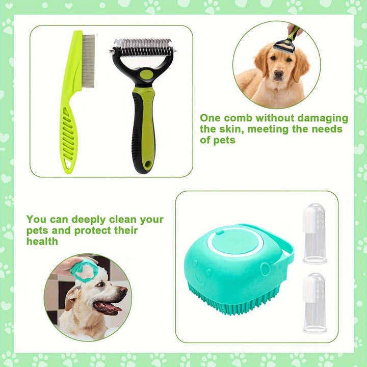 8-Piece Self-Cleaning Dog Grooming Kit for Pet