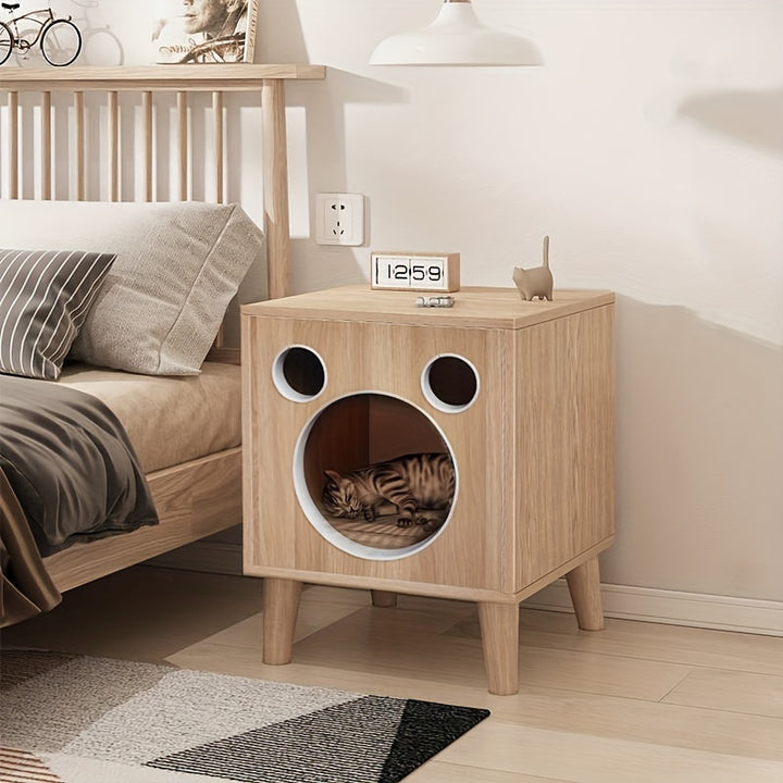 Wooden Cat Litter Box and Nightstand multifunctional 🐾