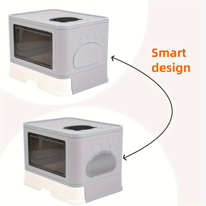 Closed cat litter box | removable drawer with massage