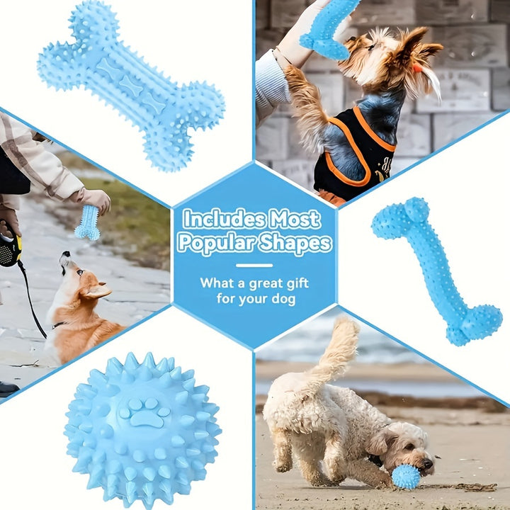 6pcs Puppy Chew Toy Set for Small Dogs and Puppies, Durable and Non-toxic, Teething and Teeth Cleaning Rubber Toys