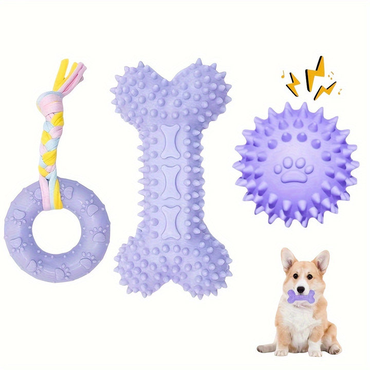 Set of 3 Puppy Chew Toys | Teething relief, interactive🐾