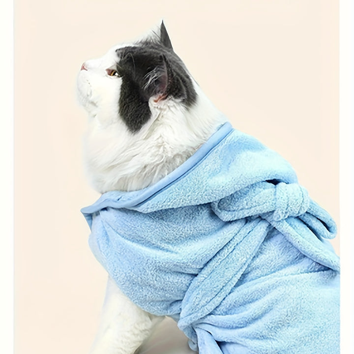 Ultra-Absorbent Microfiber Pet Bathrobe for Small to Medium Dogs & Cats - Quick Dry, Soft, All-Season Comfort with Secure Hook-and-loop Fastener Closure