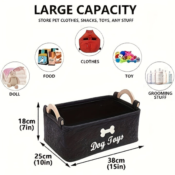 A Felt Pet Toy Box, a Dog Toy Container, a Storage Basket Organizer for Tidying Up Pet Toys, Blankets, Leashes, And Food, Without Battery