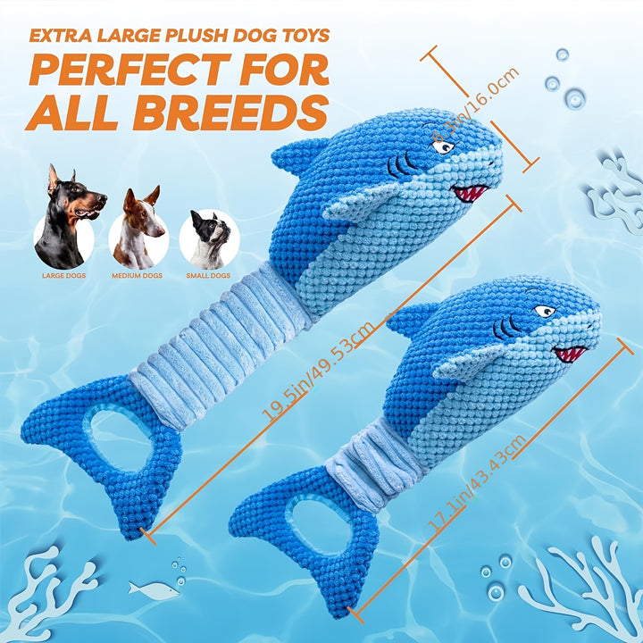 Interactive Shark Dog Plush Toy Tooth Cleaning Fun