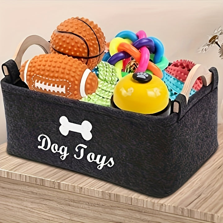 A Felt Pet Toy Box, a Dog Toy Container, a Storage Basket Organizer for Tidying Up Pet Toys, Blankets, Leashes, And Food, Without Battery