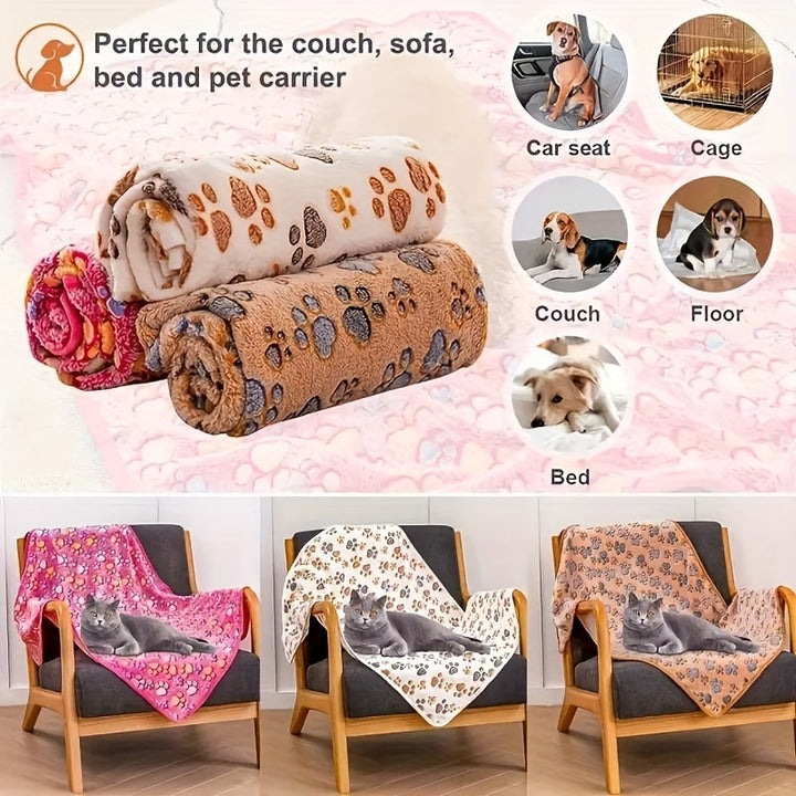 Ultra-Soft Fleece Pet Blankets 1/3pcs - Cozy Flannel Throw for Dogs & Cats, Machine Washable with Animal Print Design