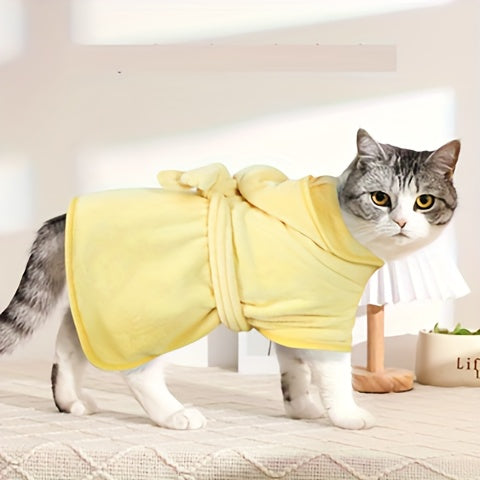 Ultra-Absorbent Microfiber Pet Bathrobe for Small to Medium Dogs & Cats - Quick Dry, Soft, All-Season Comfort with Secure Hook-and-loop Fastener Closure