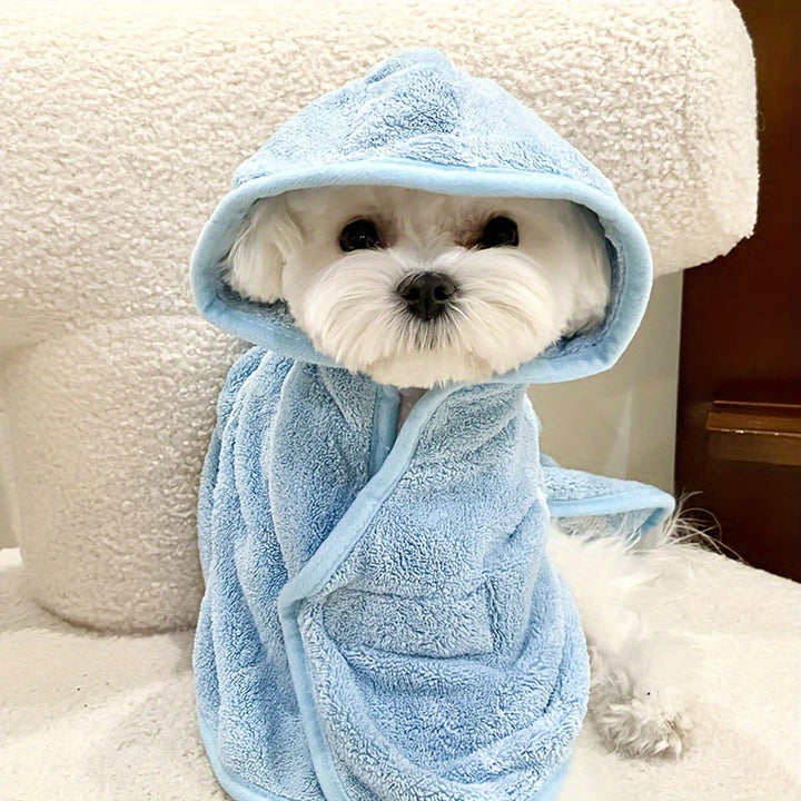 Ultra-Absorbent Microfiber Pet Bathrobe for Small to Medium Dogs & Cats - Quick Dry, Soft, All-Season Comfort with Secure Hook-and-loop Fastener Closure