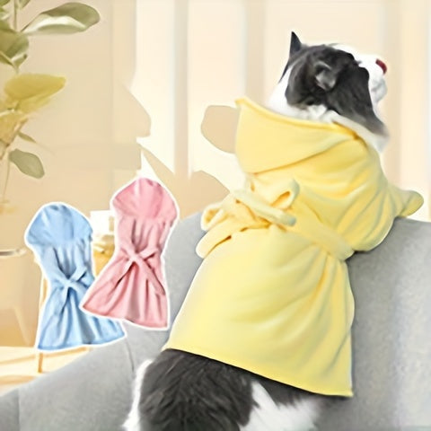 Ultra-Absorbent Microfiber Pet Bathrobe for Small to Medium Dogs & Cats - Quick Dry, Soft, All-Season Comfort with Secure Hook-and-loop Fastener Closure