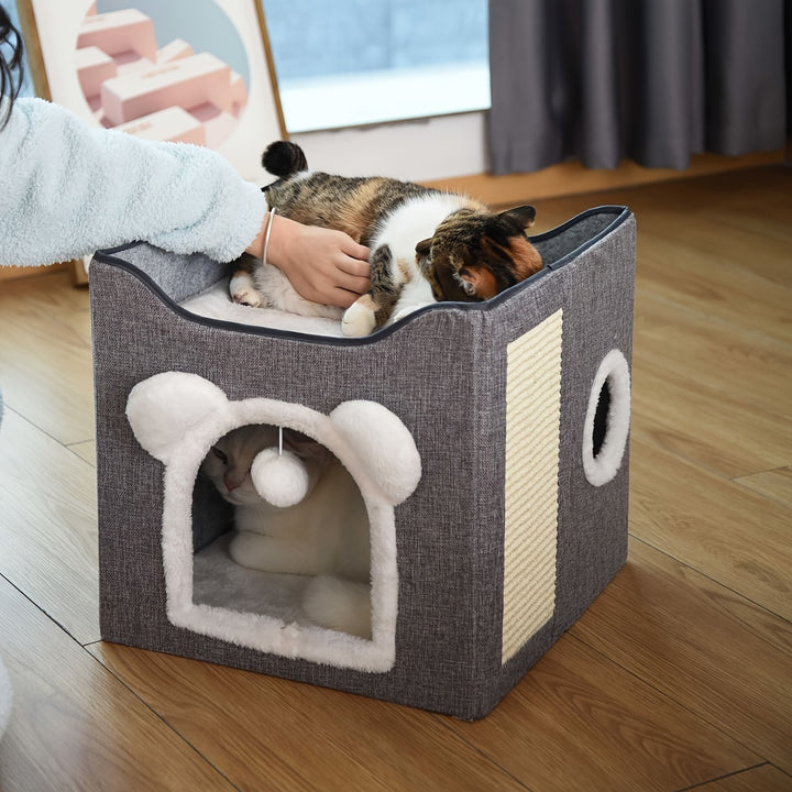 Luxury 2-in-1 Cat Bed | Cozy nest with scratching post 🐾