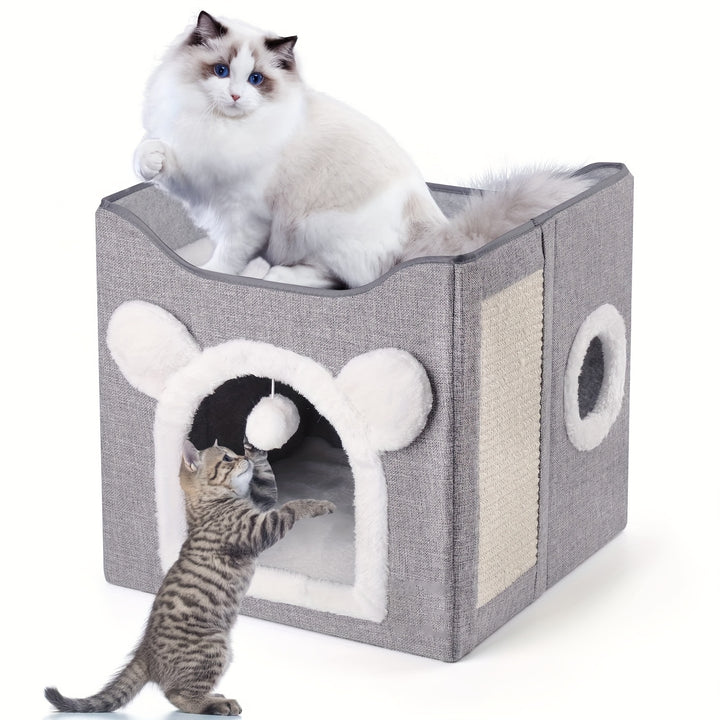 Luxury 2-in-1 Cat Bed | Cozy nest with scratching post 🐾