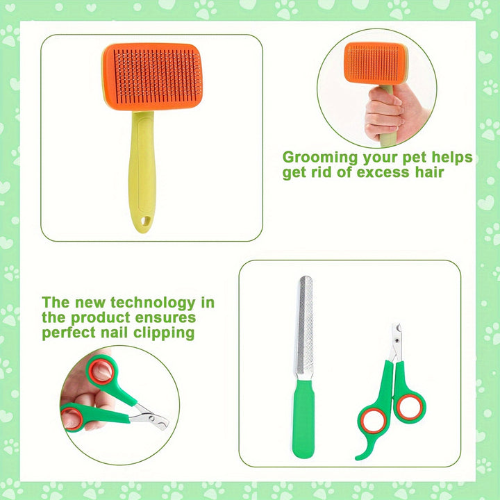 8-Piece Self-Cleaning Dog Grooming Kit for Pet