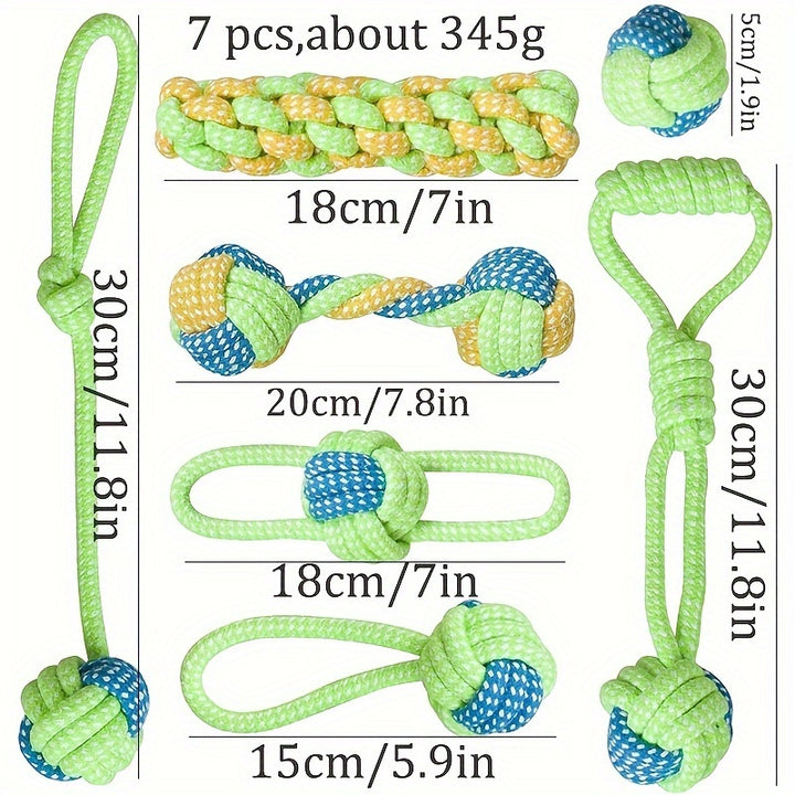 Set of 4 Rope Dog Toys | Chewing and cleaning teeth🐾