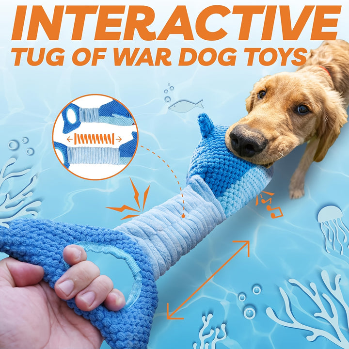 Interactive Shark Dog Plush Toy Tooth Cleaning Fun