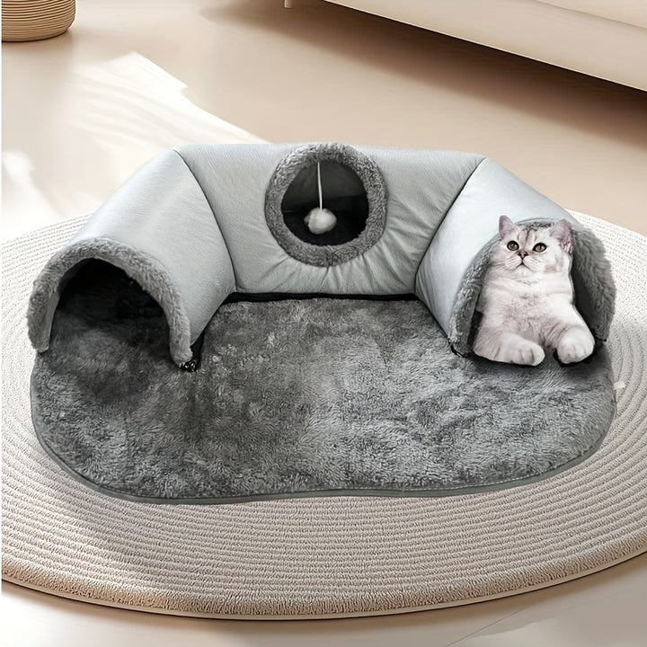 3 in 1 Cozy Tunnel Bed for Cats | Play, Sleep and Relax 🐾