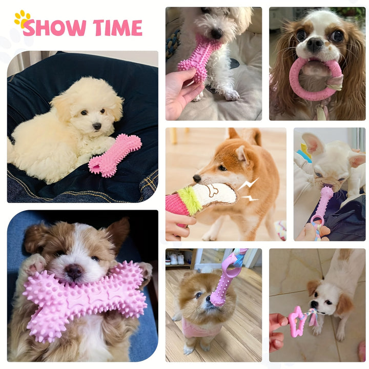 6Pcs Small Breed Pink Puppy Teething Toys Chew Toys