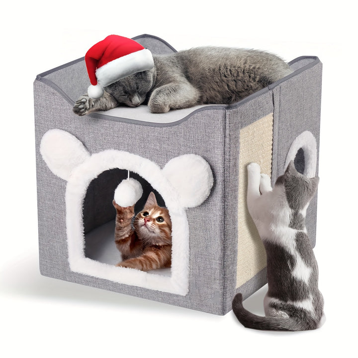 Luxury 2-in-1 Cat Bed | Cozy nest with scratching post 🐾